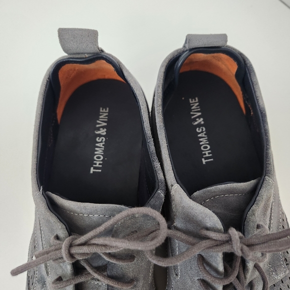 Thomas & Vine Jett Wing Tip Derby Gray Suede Upper Oxford Mens Shoes Sz 12 - Picture 10 of 12